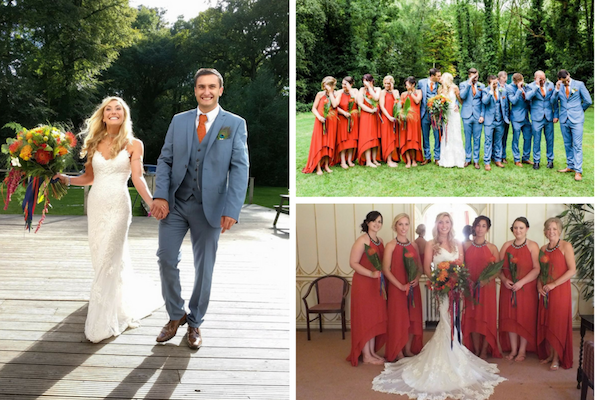 wedding flowers bride groom bridesmaids autumn colours southampton